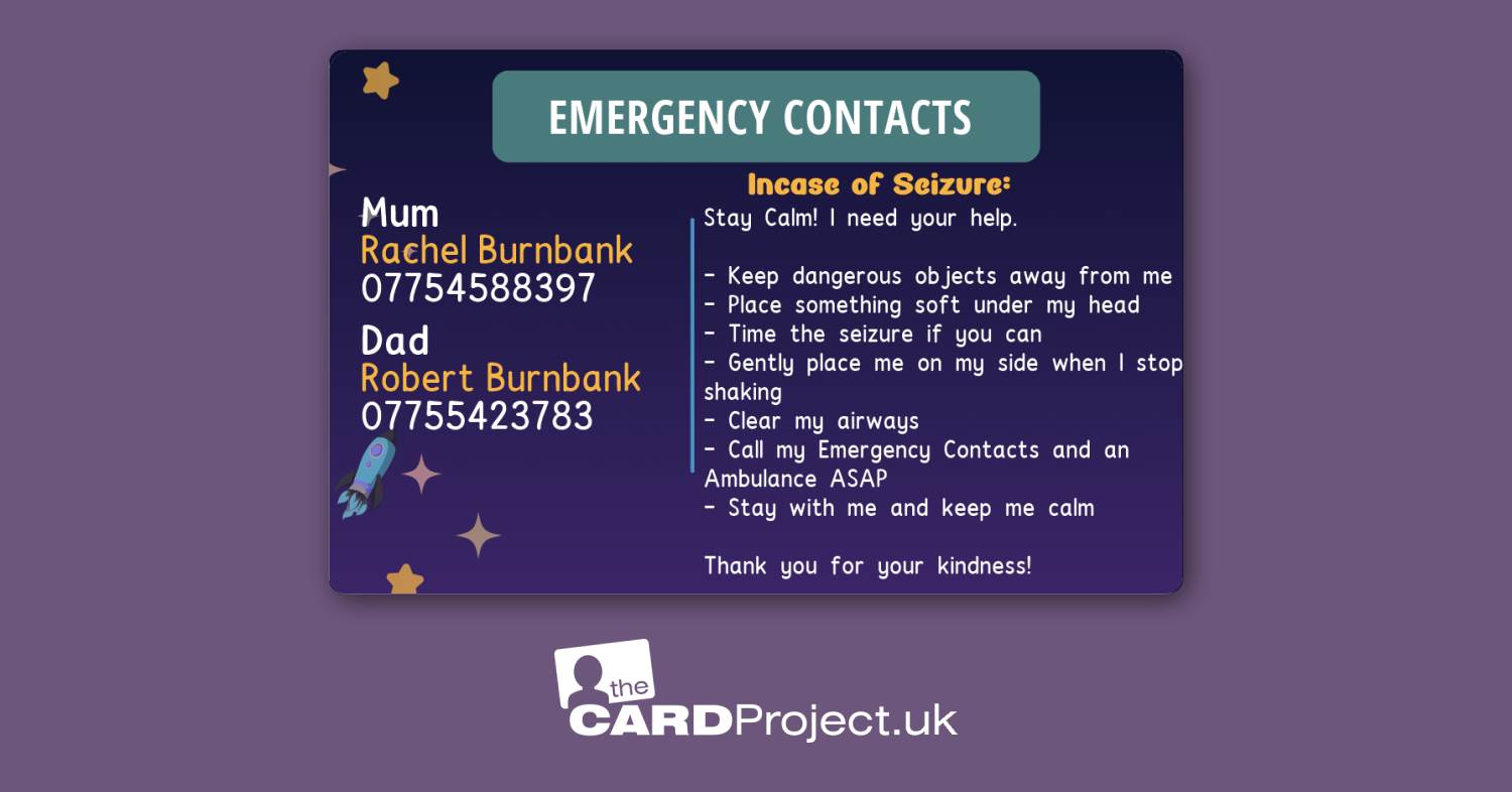 My Epilepsy Card for Kids (REAR)